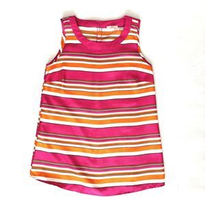 C. Striped  Tank Womens M Pink Orange White Sleeveless Top Lightweight Size S